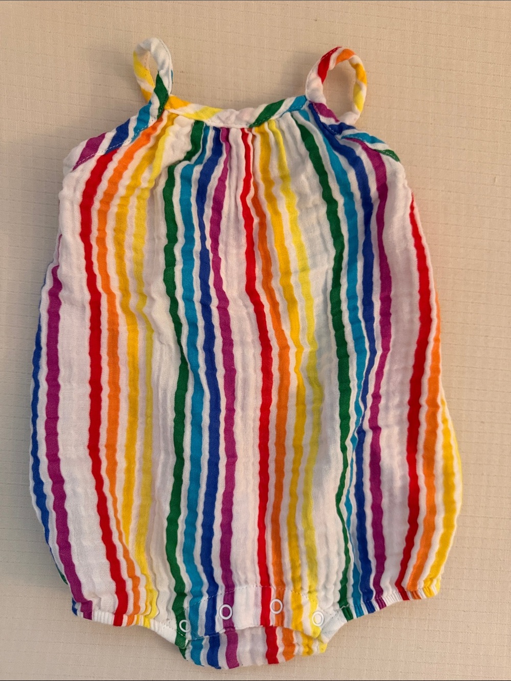 Primary Baby Rainbow Stripe Cotton Romper